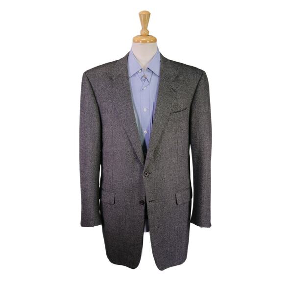 Hickey Freeman Other - Hickey Freeman Gray Black Tweed Woven Wool Cashmere 2-Btn Blazer Jacket 43L